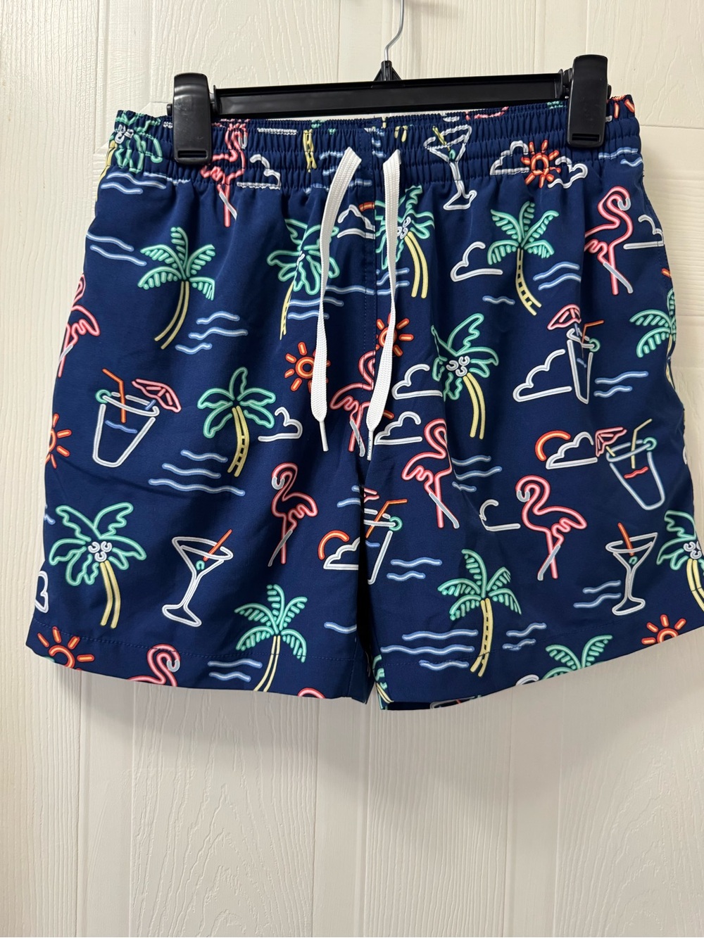 chubbies Navy Neon Tropical Swim Trunks